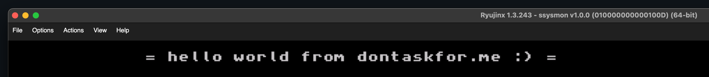 an image of a hello world in ryujinx